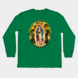 Our Lady of Guadalupe Mexican Virgin Mary Mexico Aztec Tilma 20-105 Kids Long Sleeve T-Shirt